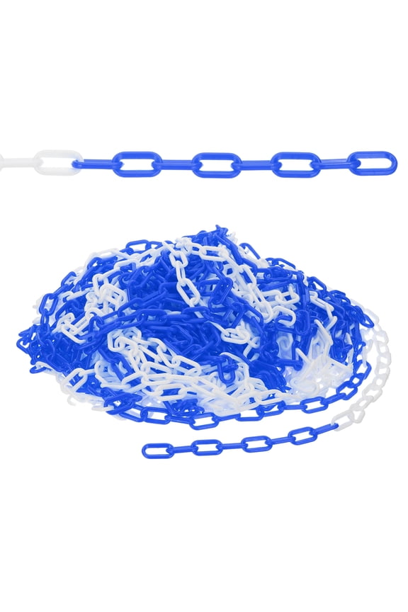 498.7ft Plastic Barrier Chain, Safety Barrier Chain Plastic Chain Links Crowd Control Barrier for Fence Gate Garden Construction Driveway Elevator Parking Lot, Blue White