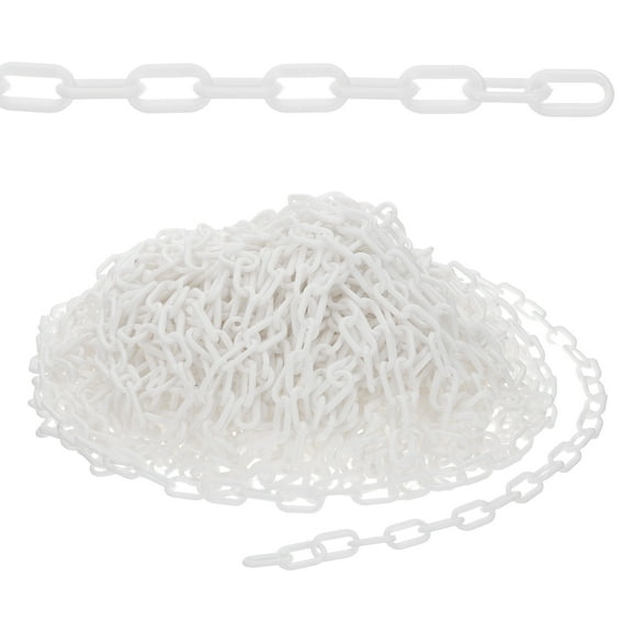 498.7ft Plastic Barrier Chain, Safety Barrier Chain Plastic Chain Links Crowd Control Barrier for Fence Gate Garden Construction Driveway Elevator Parking Lot, White