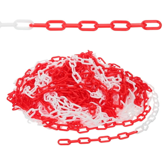 498.7ft Plastic Barrier Chain, Safety Barrier Chain Plastic Chain Links Crowd Control Barrier for Fence Gate Garden Construction Driveway Elevator Parking Lot, Red White