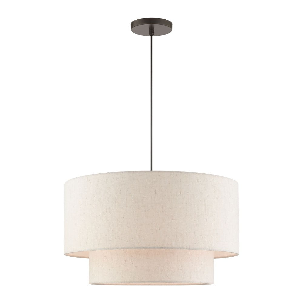 Kira Home Nolan 3-Light Drum Chandelier - Adjustable Height, Brushed Nickel, White Fabric Shade