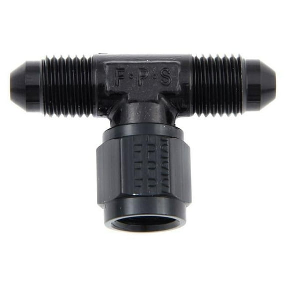 498204-BL -8 AN Female Swivel on Side Tee Adapter Fitting - Black