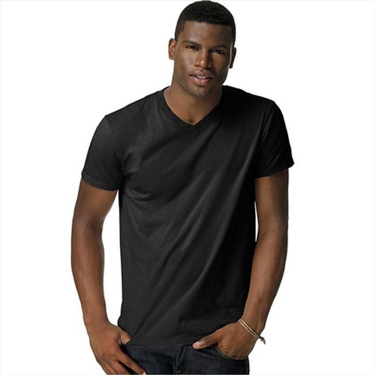 498V Mens Nano-T V-Neck T-Shirt, 3X - Black - Walmart.com