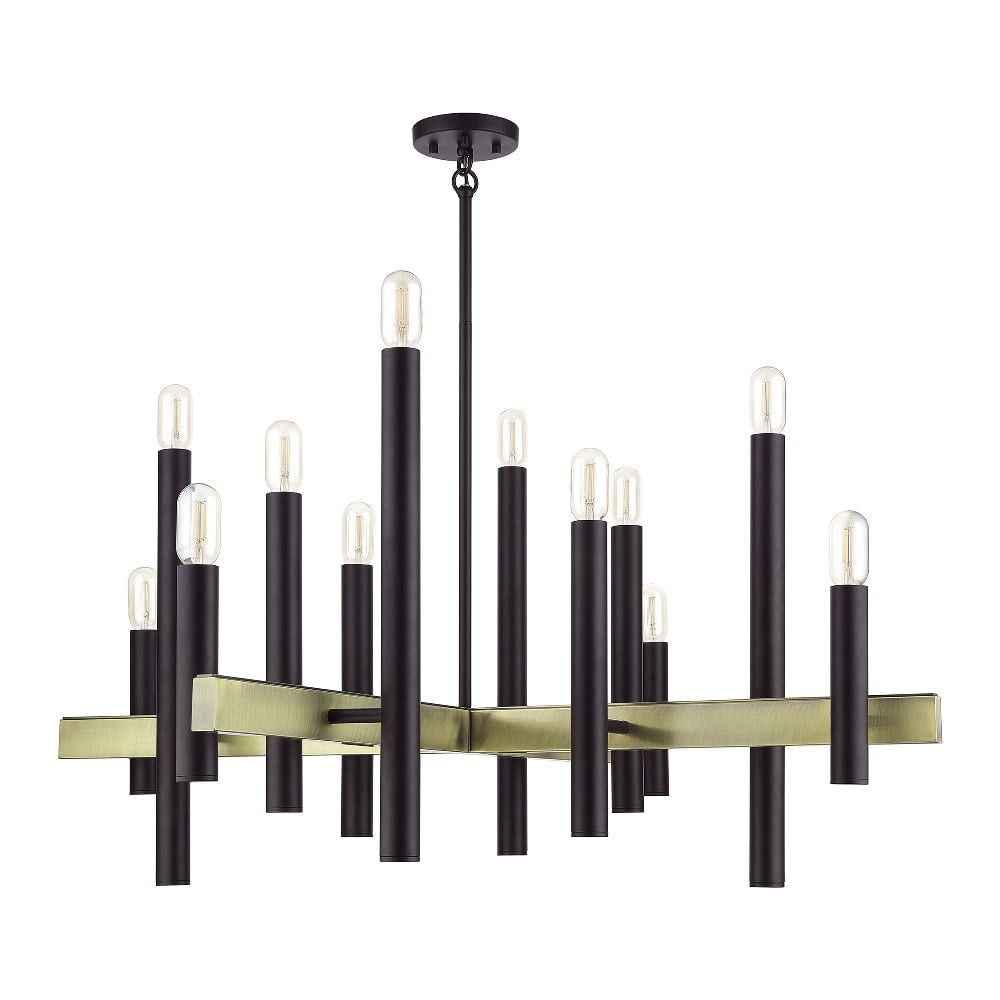 Helsinki 12-Light Bronze and Antique Brass Chandelier