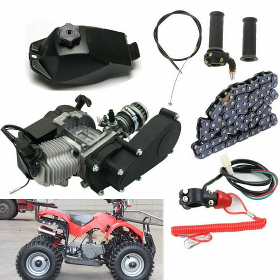 49CC 2-Stroke Engine Motor Kit, Pull Start Mini Bike Engine Single Cylinder Engine Motor for ATV Scooter