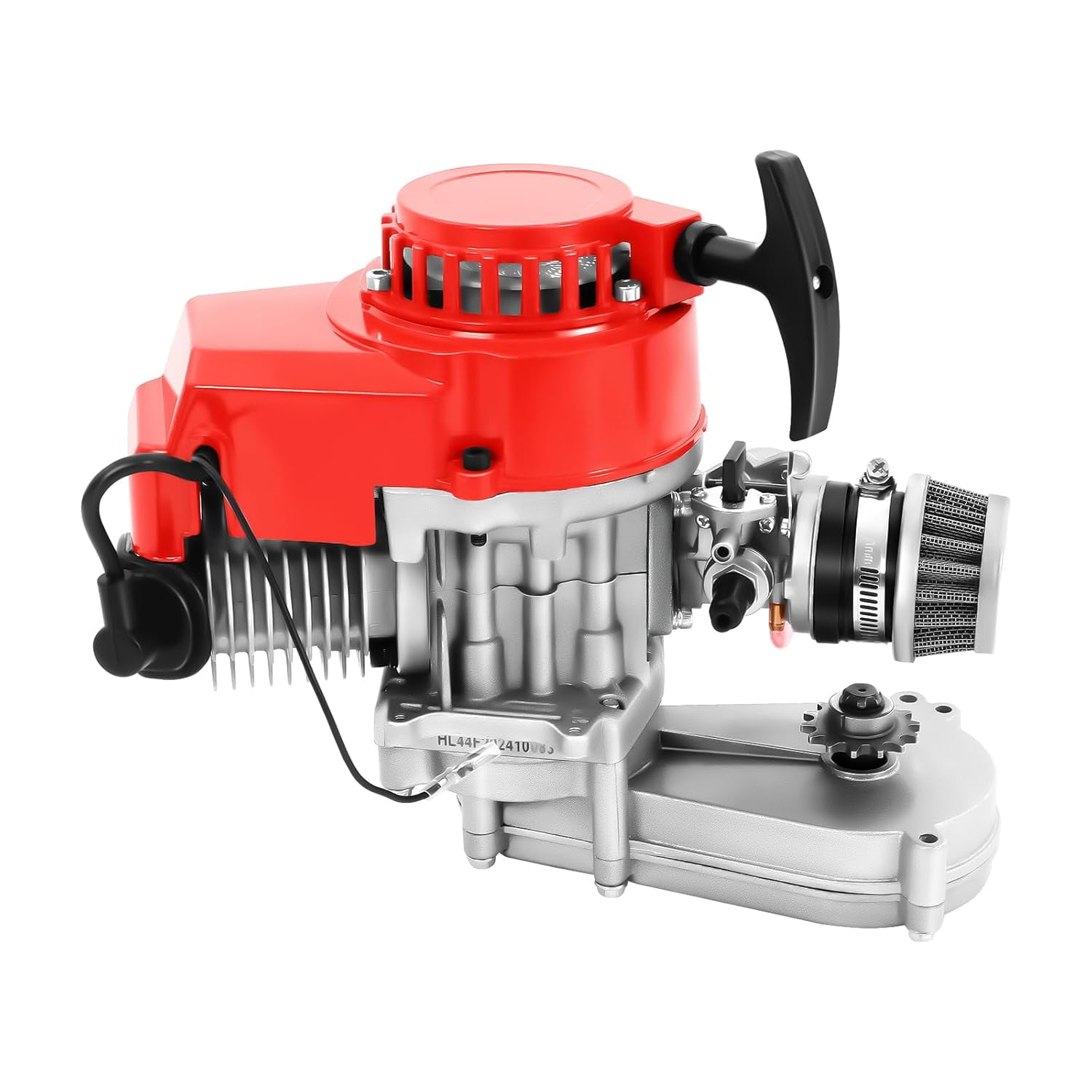 49CC 2 Stroke Engine Motor, Single Cylinder Racing Engine Motor for Pocket Bike Mini Dirt Bike ATV or Scooter, W/Grip + Throttle Cable