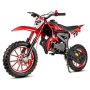 Kids Dirt Bike 49cc Gas Powered - 2-Stroke Off-Road Motorcycle for Ages 13+, 24 MPH Max Speed with Shock Absorber & Dual Disc Brakes Kill Switch, Max Load 220LBS RED