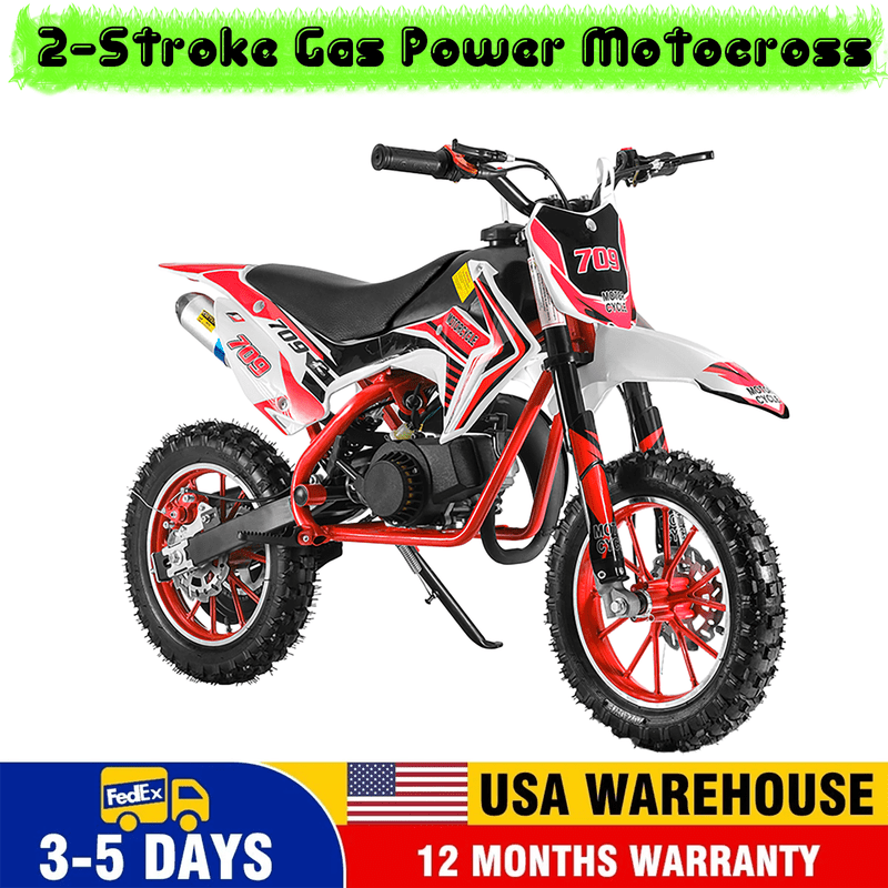 49CC 2-Stroke Kids Dirt Bike, Upgraded Gas Dirt Bike for Kids 8-14, Gas Power Motocross, Off Road Mini Motorcycle, Pocket Motorbike with Dual Disc Brakes, Summer Outdoor Adventure Toys