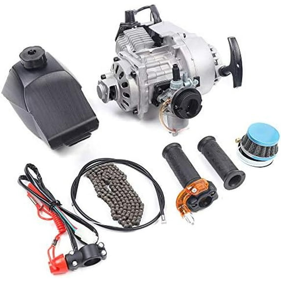 49CC 2 Stroke Pull Start Engine Motor Kit Single Cylinder Motor Go Kart Forward Reverse Gearbox Kit fits for Most Air Cooled Dirt Bikes