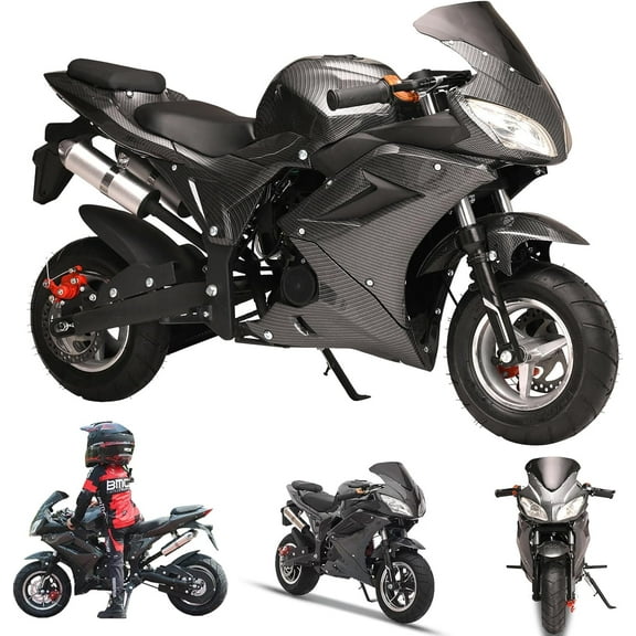 49CC 4-Stroke Gas Motorcycle with 25MPH Speed, 6.5-Inch Tires & Hydraulic Shock Absorption, 200kg Capacity Mini Dirt Bike for Youth Beginners.