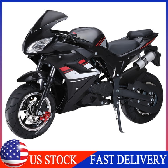 49CC 4-Stroke Gas Power Motocross, Pocket Rocket Motorcycle for Adults Kids, Off Road Mini Motorcycle Mini Gas Motorbike with 8 Inch Wheels, Dual Headlights, Front Rear Disc Brakes