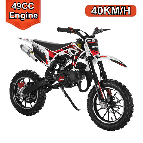 49CC Kids Dirt Bike,2-Stroke Gas Power Motocross Bike,Pit Bikes Motocross,Off Road Gas Pocket Motorbike with Front Rear Disc Brakes,Mini Dirtbike,Speeds up to 25 MPH,Max Load 220LBS