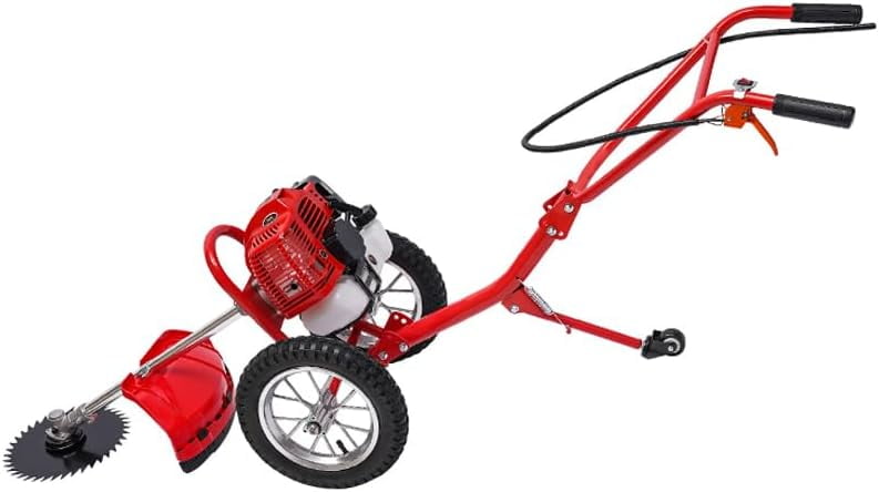 49CC Walk Behind Lawn Mower 2 Stroke Gas Lawn Mower Hand Push Lawn Mower Air Cooling Gas Powered Mower with Adjustable Handle