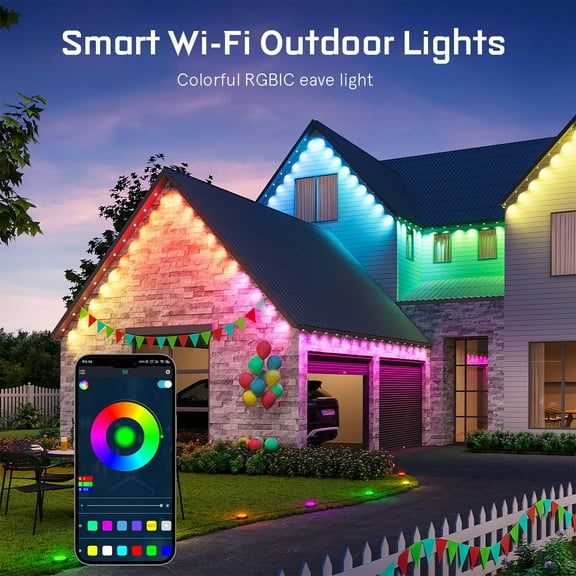 49FT Permanent Outdoor Lights for House, Smart RGB Christmas Lights Outdoor with APP Remote Control, IP67 Waterproof for Christmas Decorations