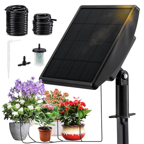 49FT Solar Drip Irrigation System - Auto Plant Watering Kit for 15 Pots ...