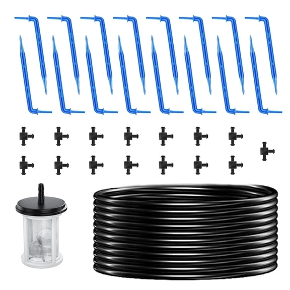 49FT Solar Drip Irrigation System Auto Watering Kit for 15 Pots, Solar-Powered Plant Watering Garden Irrigation System