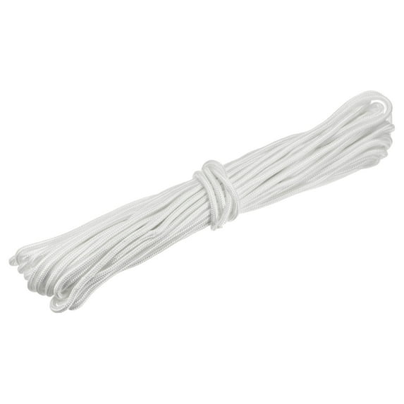 49Ft 1/3 Inch (7mm) Polyester Rope, Clothesline Braided Rope for Garden Camping Laundry Drying, White