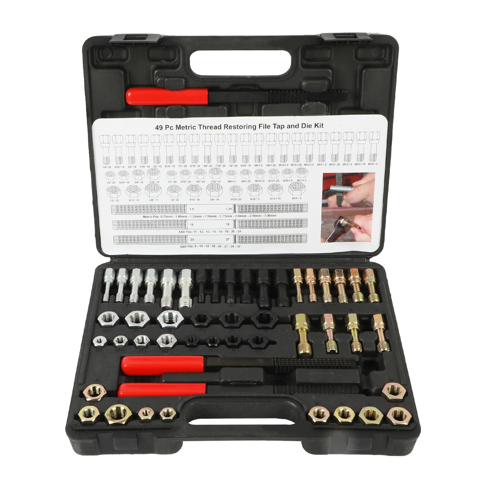 49PCS Thread Chaser Set UNC UNF Metric and Standard Rethreading Tool ...