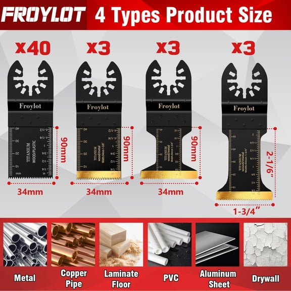 49PCS Universal Oscillating Tool Saw Blade Kit - Bi-Metal Multitool Blades Cutting Wood Nails/Metal/Plastic -Fits Black Decker DeWALT Porter Cable Rockwell Ridgid Ryobi Chicago