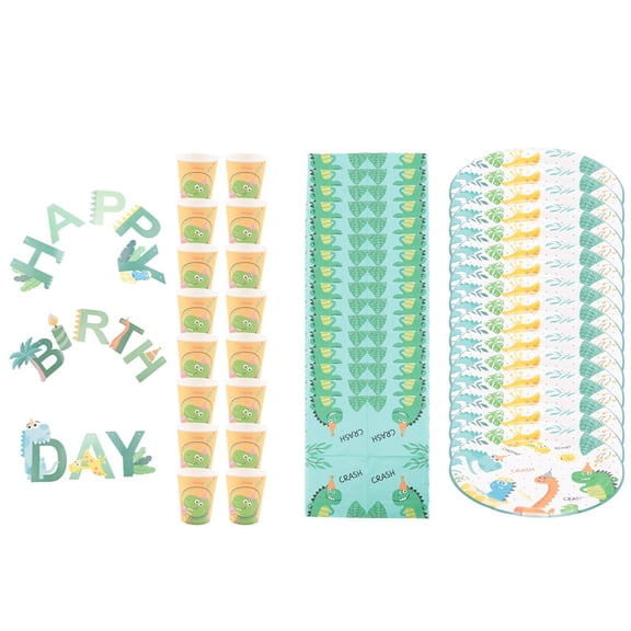 49Pcs Dinosaur Theme Disposable Tableware Set Paper Plate Cup Kids Boy Jungle Birthday Decoration Baby