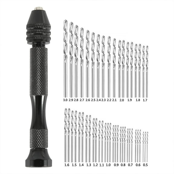 49Pcs Pin Vise Hand Drill - Portable Compact Design Easy to Operate Ergonomic Manual Drill for DIY Craft Drilling Projects