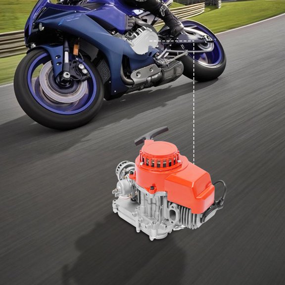 49cc 2 Stroke Engine 3HP Gas Motor, 12,500 RPM Pull Start Racing Engine with Electronic Ignition, Air-Cooled Single Cylinder Replacement Motor for Mini Dirt Bike Pocket Bike ATV Scooter