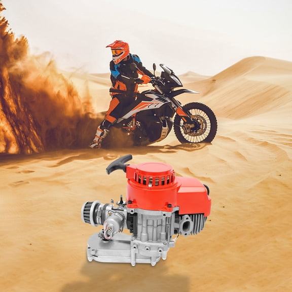 49cc 2 Stroke Engine Kit, Mini Dirt Bike Gas Motor 1.7kw 3HP Air-Cooled Single Cylinder with Pull Start Handles Cable for Pocket Bikes CRF70 KLX110 TTR110 Grey/Red