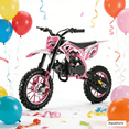thumbnail image 1 of 49cc 2-Stroke Gas Dirt Bike for Kids 6-12, Mini Pit Bike Motorcycle with Front & Rear Disc Brakes, Off-Road Mini Dirtbike, 330Lbs Max Load, Gas Powered Pocket Bike for Boys & Girls (Pink), 1 of 6