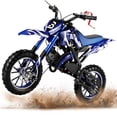 thumbnail image 1 of 49cc 2-Stroke Kids Dirt Bike, Gas Powered Mini Dirt Bike for Boys and Girls 5-13, Motorcycle with 25mph Max Speed, 2.5-10" Off Road Tires, Front and Rear Suspension & Dual Disc Brakes, Blue, 1 of 8