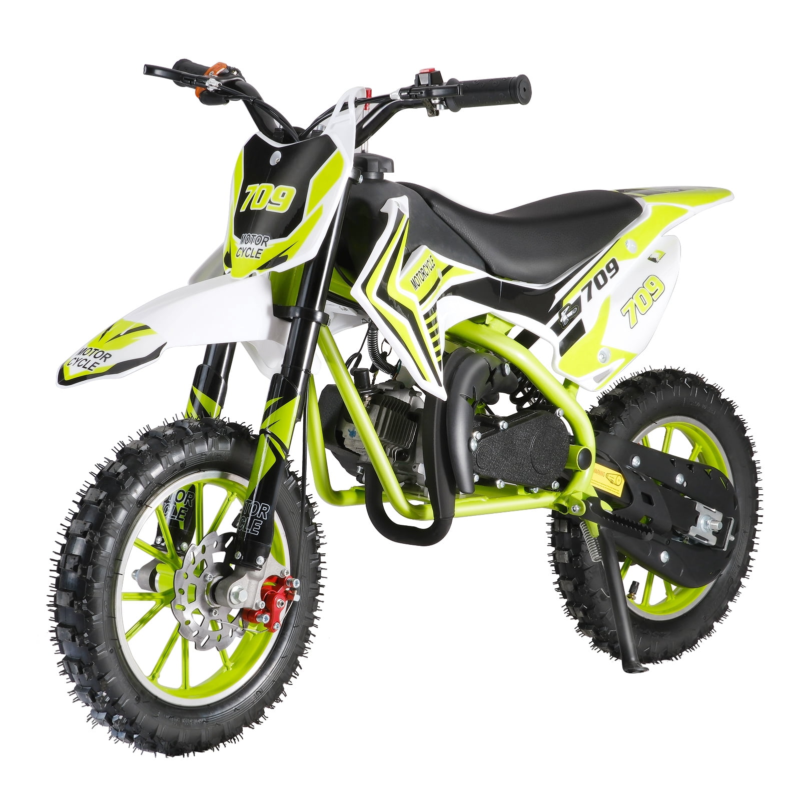 49cc 2-Stroke Kids Dirt Bike Gas Powered - Off-Road Motocross Mini Motorcycle with Front & Rear Disc Brakes, Green Pocket Motorbike for Ages 8-12