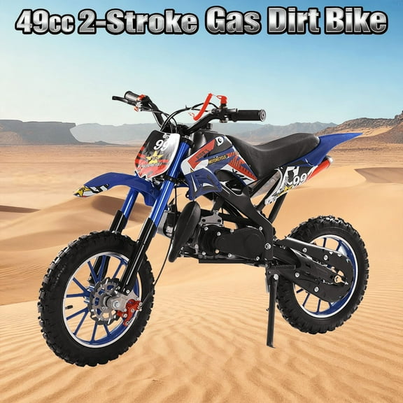 49cc 2-Stroke Kids Dirt Bike, Pocket Gas Motorbike, Off Road Gas Power Mini Pocket Motorcycle with Front Rear Disc Brakes, Mini Dirt Scooter Bike Pocket, Racing Max Speed 40km/H