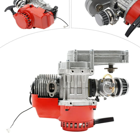 49cc 2-Stroke Motor Engine - Air Cooling System, Fuel Efficient, Max Speed 48km/h, Aluminum Build with Upgraded CVT Gearbox for Scooters and Go-Karts