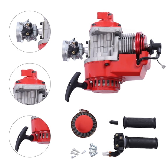 49cc 2-Stroke Motor Engine for ATV, Scooter, Mini Dirt Bike - Air-Cooled, 1.9KW Power, Red, Design