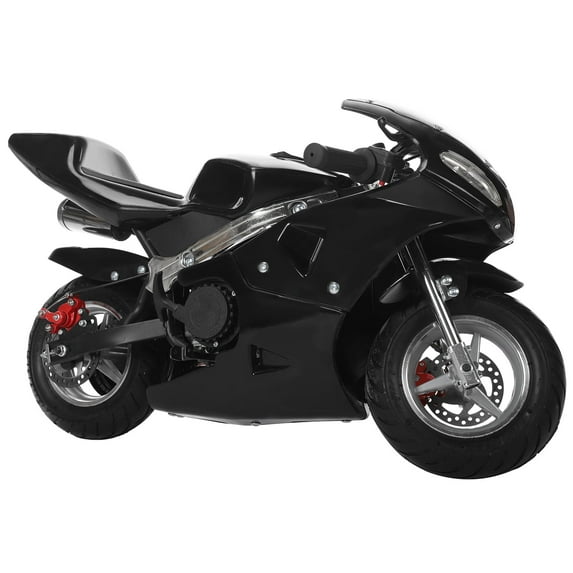 49cc 2-Stroke Pocket Bike,Mini Gas Motorbike,Off Road Trail Bike Dual Headlights Rubber Handlebar 1.25L Gas Tank Motorcycle Strong Power 170 lbs Mini Bike Motorcycle USA Warehouse (Black)