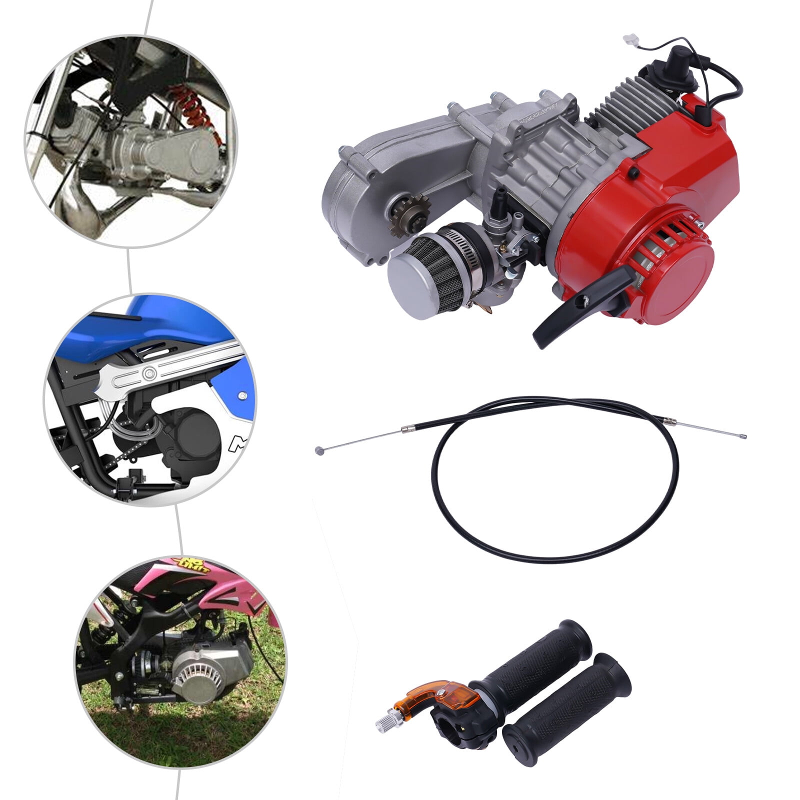 49cc 2 Stroke Racing Engine Motor Single Cylinder Pull Rope Start Motor ...