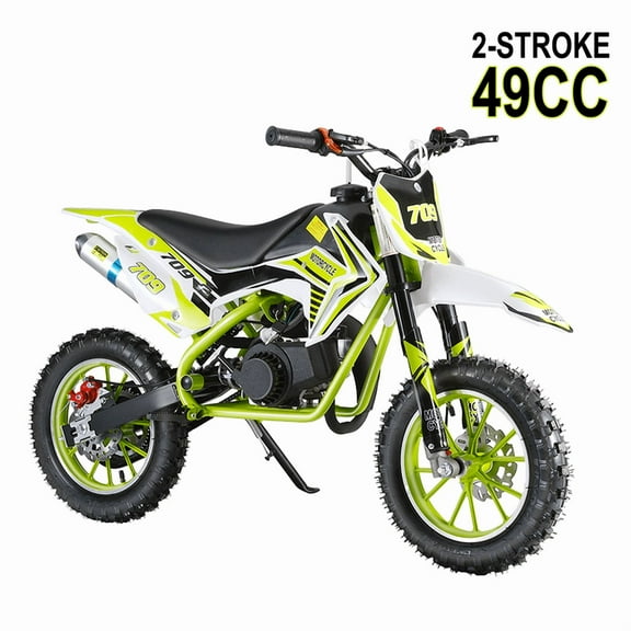 49cc Dirt Bike, 2 Stroke Dirt Bike for Kids, Off-Road Mini Motorcycle, Kids Dirt Bike Max Load 220LBS, Gas Power Pocket Rocket Bike, Dirt Bike Gas Powe with Improved Disc Brakes