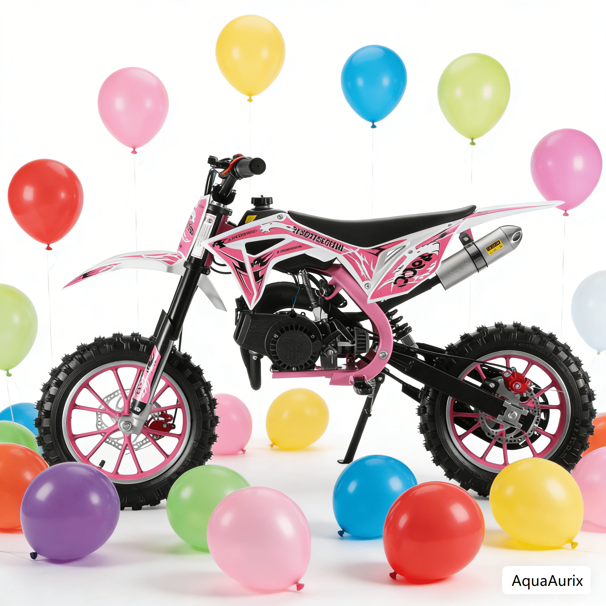 49cc Dirt Bike for Kids, 2-Stroke Gas Dirt Bike, Gas Power Motocross Bike, Upgraded Gas Motorbike, Off Road Mini Motorcycle, Pocket Motorbike with Front Rear Disc Brakes, Max Speed 40KM/H Pink