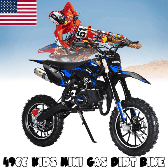 49cc Dirt Bike for Kids 8-14, Gas-Power Mini Dirt Bike, 25 MPH Max Speed, Front & Rear Disc Brakes, Shock Absorption, Padded Seat, Kids Motorcycle, Mini Motorcycle