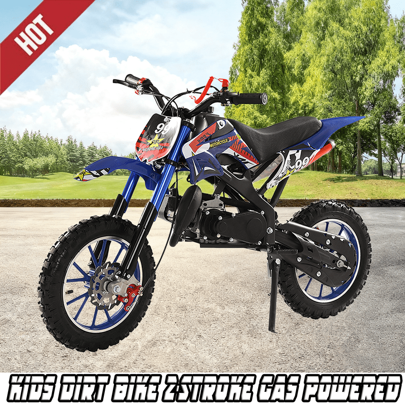49cc Dirt Bike for Adults & Kids, Mini Bike Gas Powered Off Road Trail Bike with Speeds up to 25 MPH for Uphill and Off-Road Conditions, 2-Stroke
