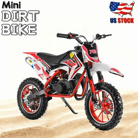 49cc Dirt Bike Mini Gas Pocket Bike Mini Motorcycle,2-Stroke Pocket Rocket Motorcycle Gas Motorbike with Front Rear Disc Brakes,Max Speed 20Mph,Dual Headlights from USA Fast Arrival