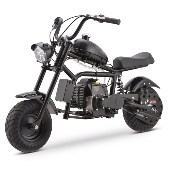 49cc Gas Mini Chopper Bike - Sturdy Metal Frame, Disc Brakes, Rear shock absorber& Headlight - 165 lb Max Load, 18 mph (Black)