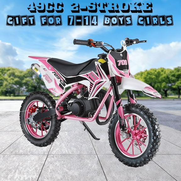 49cc High Power Kids Dirt Bike, 2-Stroke Mini Motorcycle Gas Powered Trail Bike - Mini Dirt Bikes with Hydraulic Shock Absorbers 220LBS Capacity 12-18 Miles Range 40KM/H