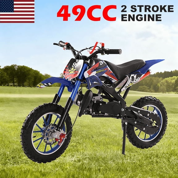 49cc Kid Dirt Bike,2-Stroke Gas Power Motocross Bike for Kids with Off-Rode Tire, Pocket Rocket Bike with Front Rear Disc Brakes, Off Road Mini Motorcycle, Racing Max Speed 40KM/H