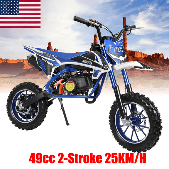 49cc Kids Dirt Bike,2-Stroke Gas Dirt Bike, Dirt Bike for Kids 8-14,Gas Power Pocket Rocket Bike,Gas Motorcycle with Front Rear Disc Brakes, Off Road Mini Motorcycle Max Load 220LBS Max Speed