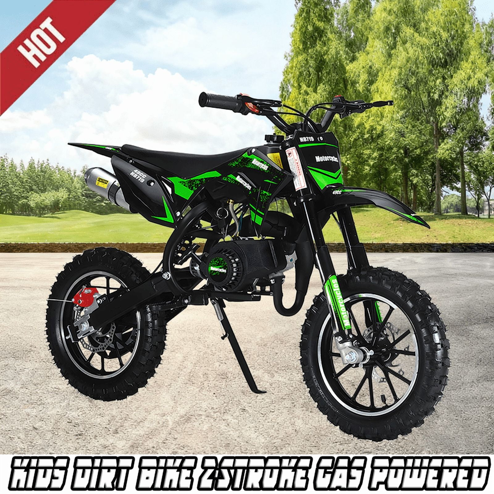 49cc Kids Dirt Bike,2-Stroke Gas Dirt Bike, Dirt Bike for Kids 8-14,Gas Power Pocket Rocket Bike,Gas Motorcycle with Front Rear Disc Brakes, Off Road Motorcycle Max Load 220LBS