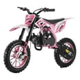 thumbnail image 1 of 49cc Kids Dirt Bike, 2-Stroke Gas Powered Mini Motocross Motorcycle, Up to 25 Mph & Max Load 330 LBS, Off-Road Dirtbike with Front/Rear Disc Brakes, Shock Absorption & Soft Seat Cushion Pink, 1 of 6