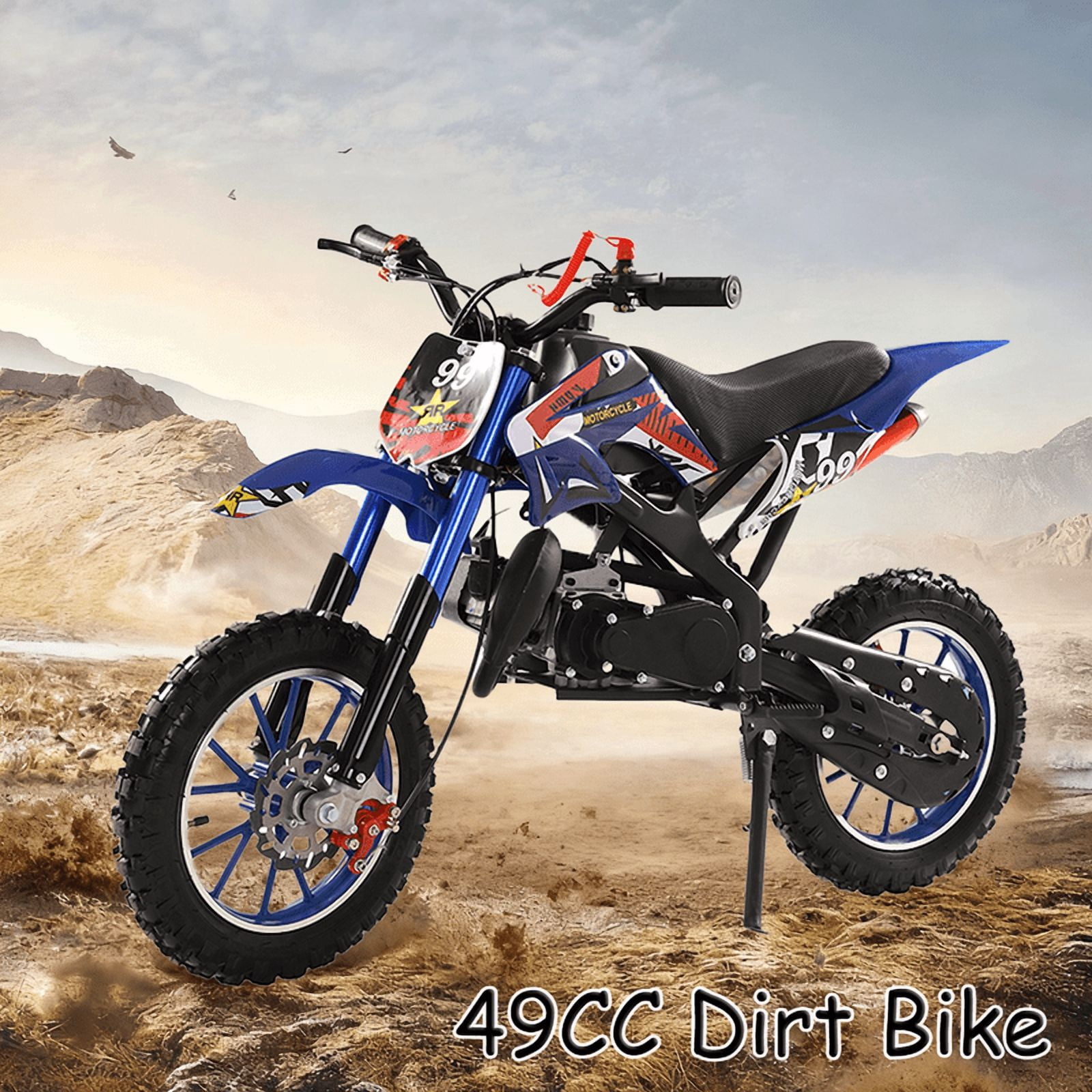49cc Dirt Bike, 2-Stroke Gas Power Motocross Bike for Kids,Off Road Mini Motorcycle Pocket Motorbike with Front Rear Disc Brakes Up to 25 Mph, Weight Support Up to 220 LBS Birthday Gifts