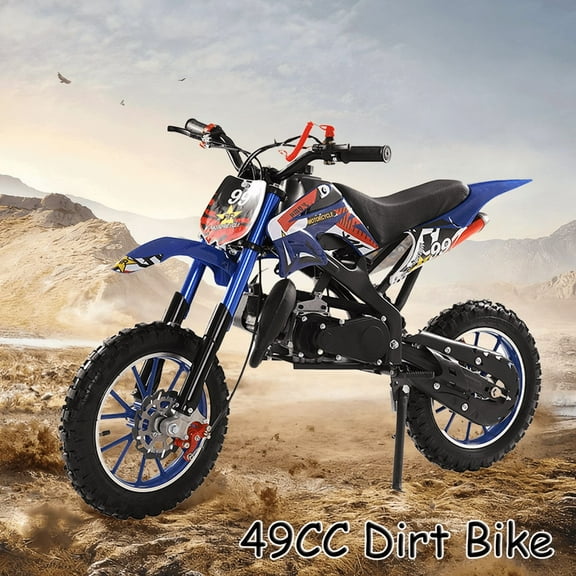 49cc Kids Dirt Bike, 2-Stroke Gas Powered Mini Motocross Motorcycle for Ages 6-12, Off-Road Dirtbike with Dual Disc Brakes, Shock Absorption, 10-Inch Tires, Max Speed 40KM/H, Supports 220 LBS