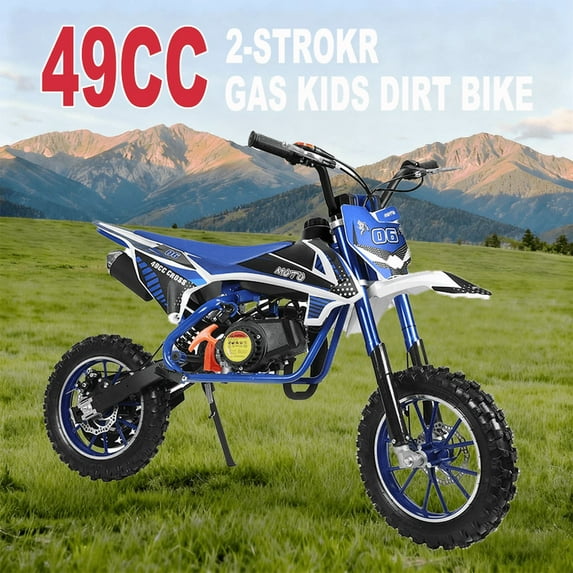 49cc Kids Dirt Bike, 2-Stroke Mini Dirt Bike, Gas Bike for Kids & Adults, Motocross Off-Road Tires Shock Absorption Springs Pit Bikes, Speeds Up to 40 KM/H, motos para niños gasolina