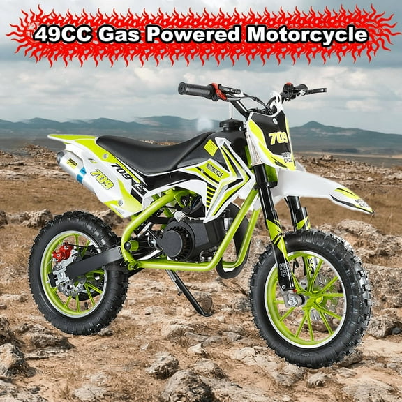 49cc Kids Dirt Bike, 2-Stroke Mini Dirt Bike, Gas Bike for Kids & Adults, Motocross Off-Road Tires Shock Absorption Springs Pit Bikes, Speeds Up to 40 KM/H, motos para nios gasolina