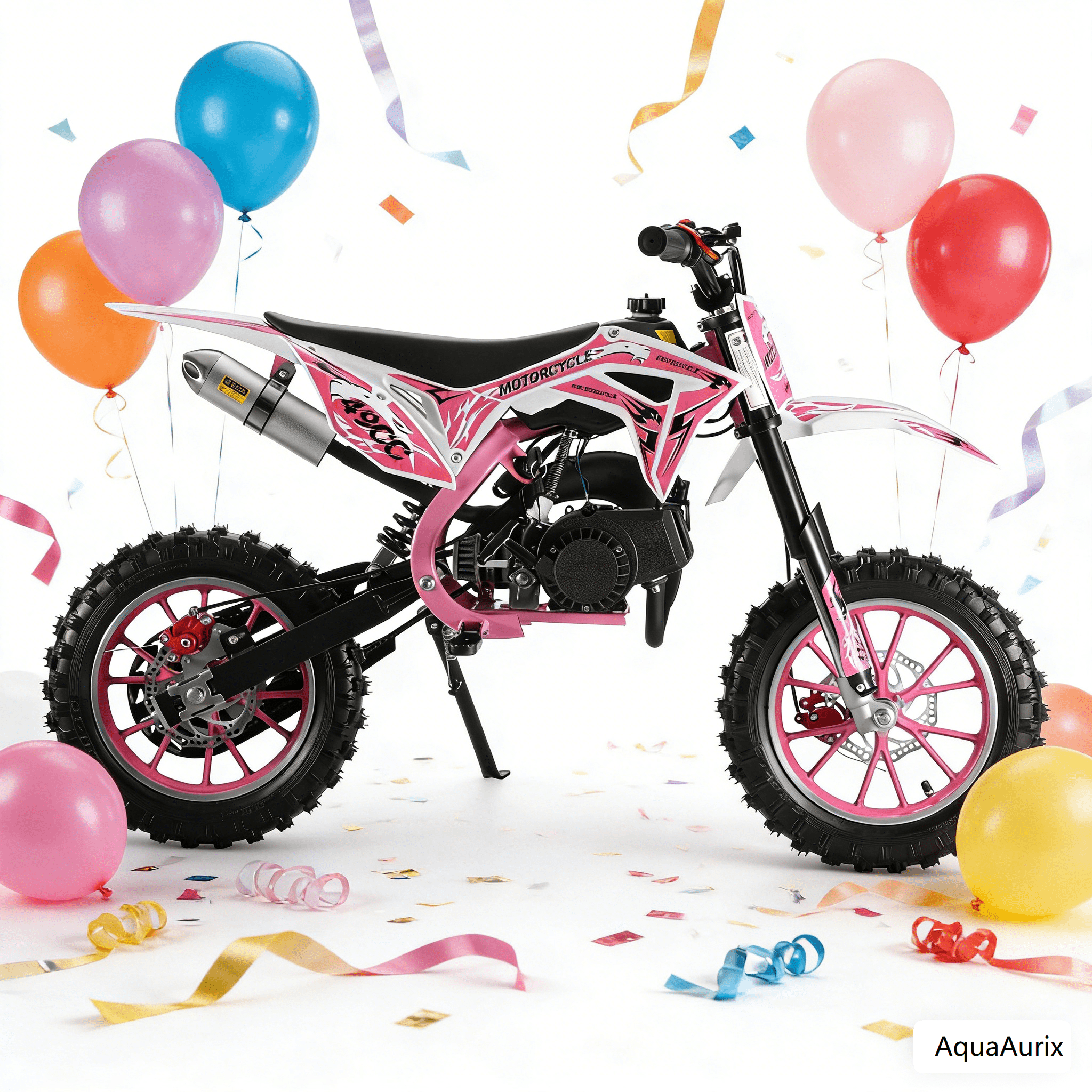 49cc Kids Dirt Bike, Gas Dirt Bike Max Load 330Lbs, 2-Stroke Gas Power Motocross, Mini Bike Gas Powered, Off Road Mini Motorcycle Max Speed 24MPH for More Summer Fun (Pink)
